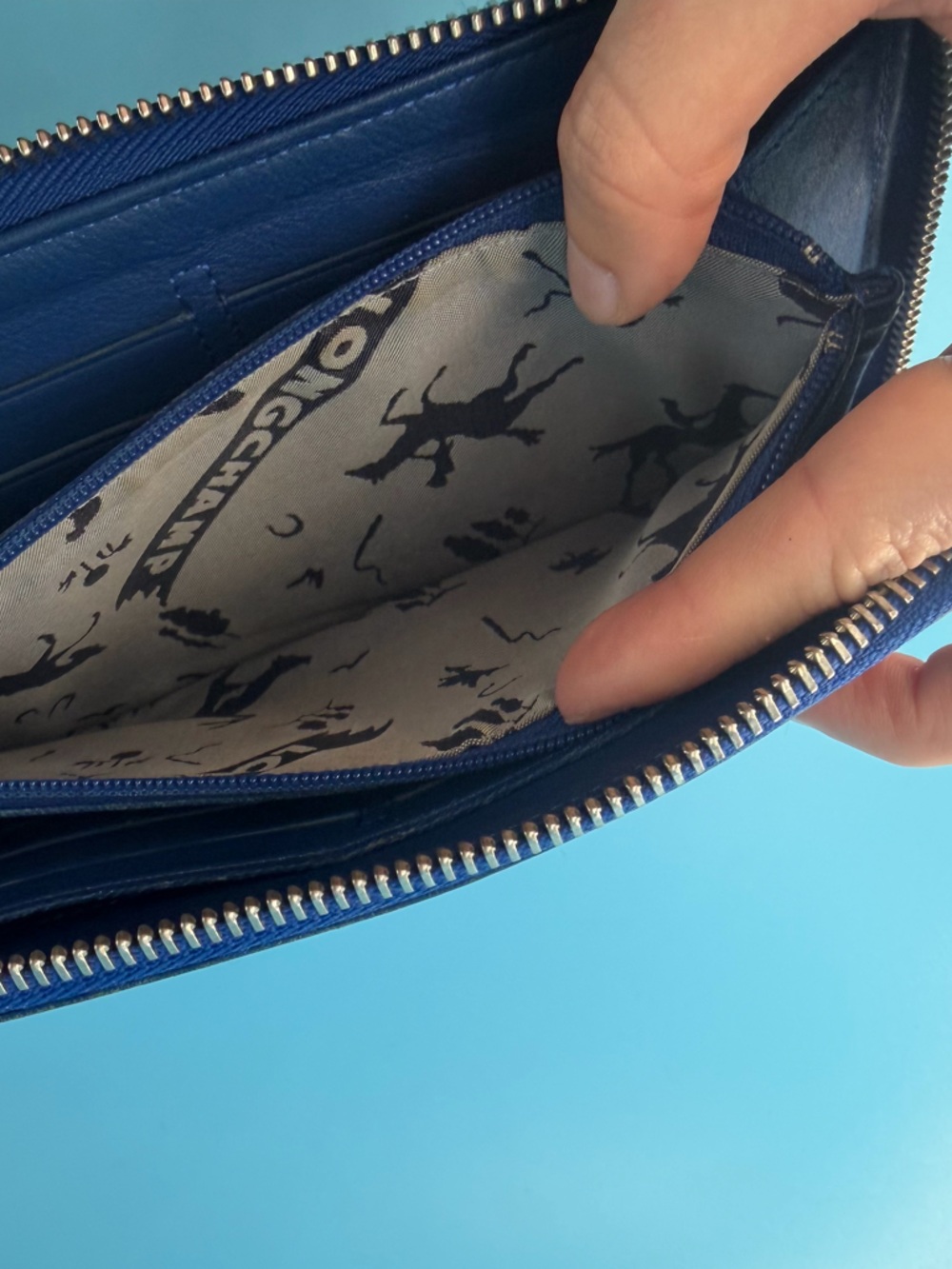 Longchamp Navy Blue Leather Zippy Wallet Large - Picture 7 of 9